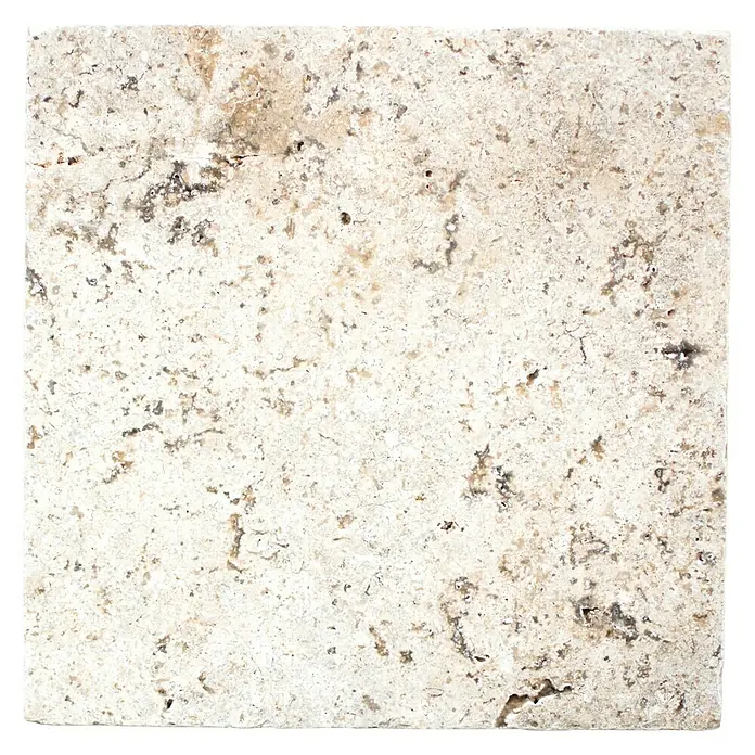 Antikmarmor Travertin - 30,5 x 30,5 cm, Silber, Matt - Ansicht von oben