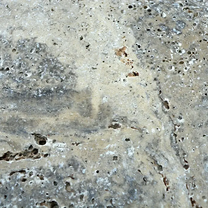 Antikmarmor Travertin - 30,5 x 30,5 cm, Silber, Matt - Detailaufnahme