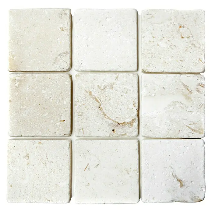 Antikmarmor Colonial - 10 x 10 cm, Weiß, Matt - Ansicht von oben