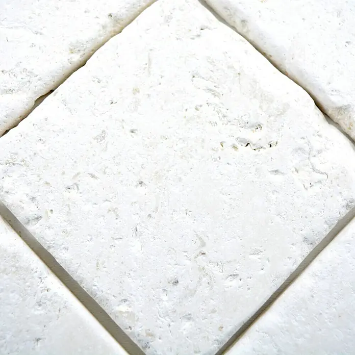 Antikmarmor Colonial - 10 x 10 cm, Weiß, Matt - Detailaufnahme