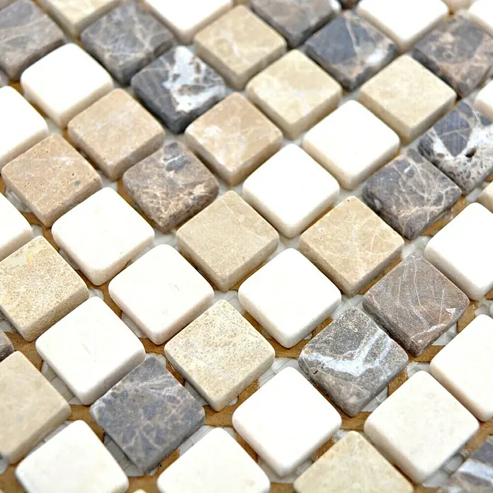 Mosaikfliese Quadrat Mix MOS 15/95 - 30,5 x 30,5 cm, Braun/Beige, Matt - Detailaufnahme