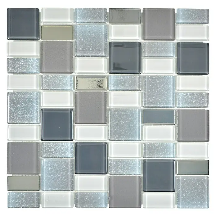 Mosaikfliese DAZZLE 16F - 30 x 30 cm, Grau, Glänzend - Ansicht von oben