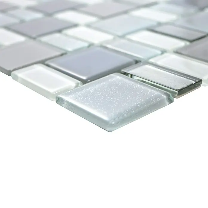 Mosaikfliese DAZZLE 16F - 30 x 30 cm, Grau, Glänzend - Detailaufnahme