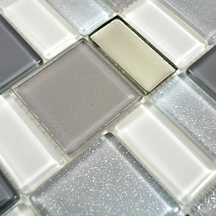 Mosaikfliese DAZZLE 16F - 30 x 30 cm, Grau, Glänzend - Detailaufnahme
