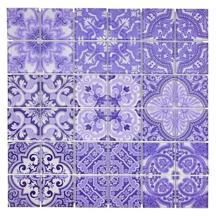 Mosaikfliese Quadrat Crystal CM ITALY - 30 x 30 cm, Lila, Glänzend - Ansicht von oben
