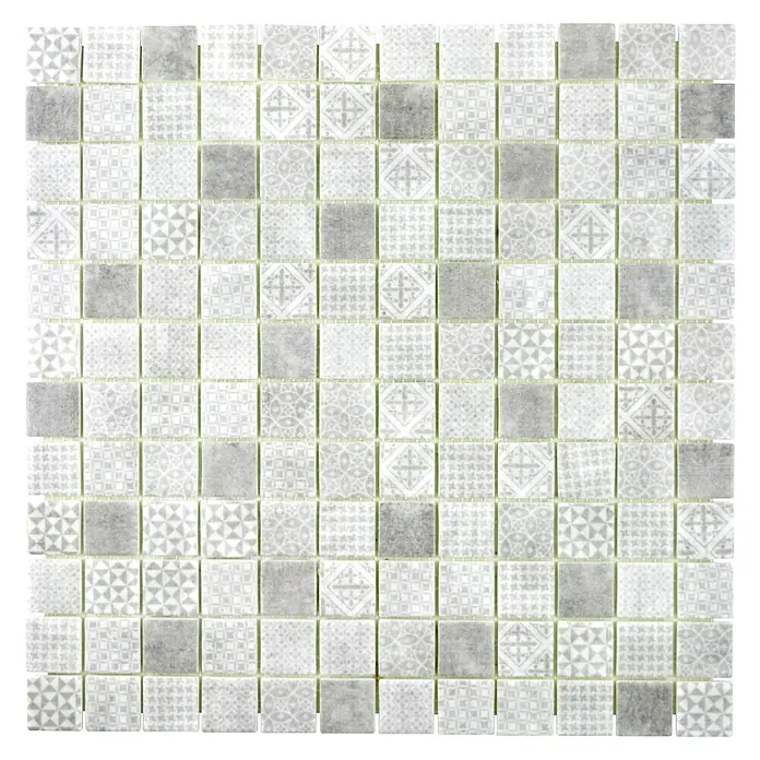 Mosaikfliese Quadrat Eco Mix PATCH 80 - 31,5 x 31,5 cm, Grau - Ansicht von oben