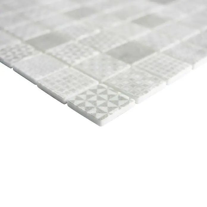 Mosaikfliese Quadrat Eco Mix PATCH 80 - 31,5 x 31,5 cm, Grau - Detailaufnahme
