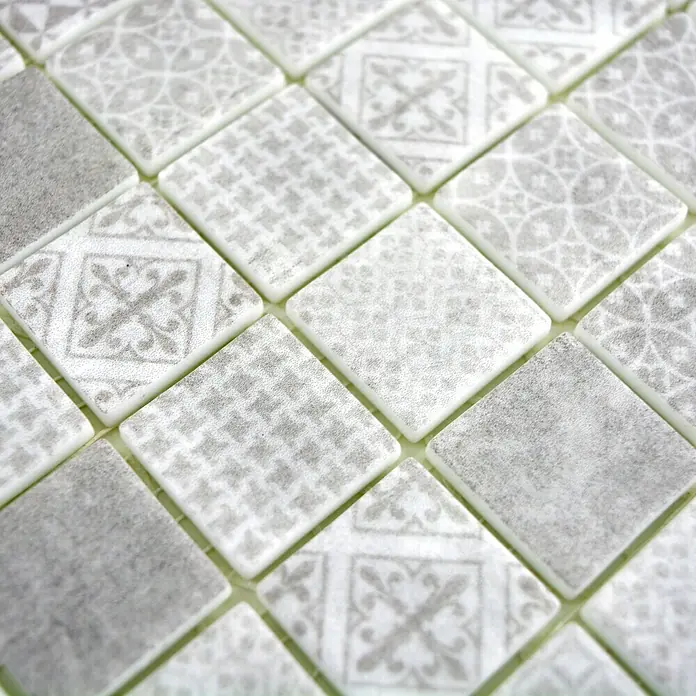Mosaikfliese Quadrat Eco Mix PATCH 80 - 31,5 x 31,5 cm, Grau - Detailaufnahme