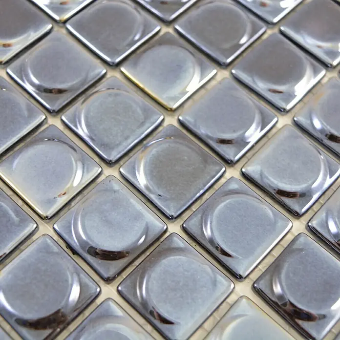 Mosaikfliese Quadrat Eco Uni SANDY 18 - 31,5 x 31,5 cm, Schwarz, Glänzend - Detailaufnahme