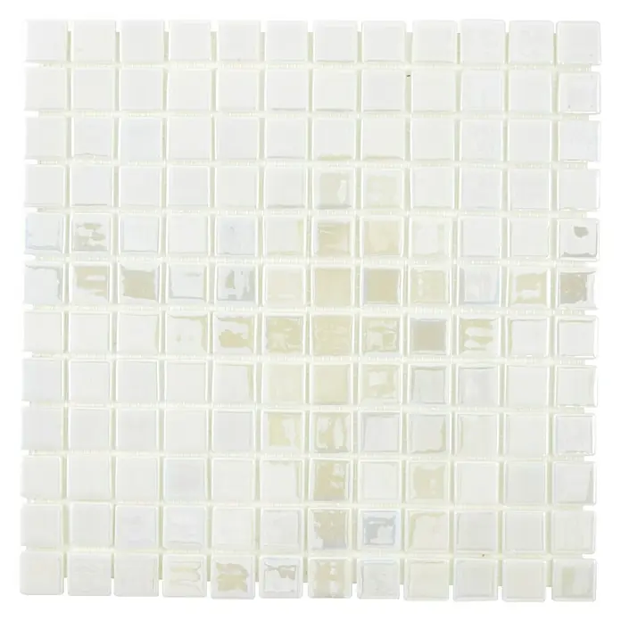 Mosaikfliese Quadrat Eco Uni SANDY 02 - 31,5 x 31,5 cm, Weiß, Glänzend - Ansicht von oben