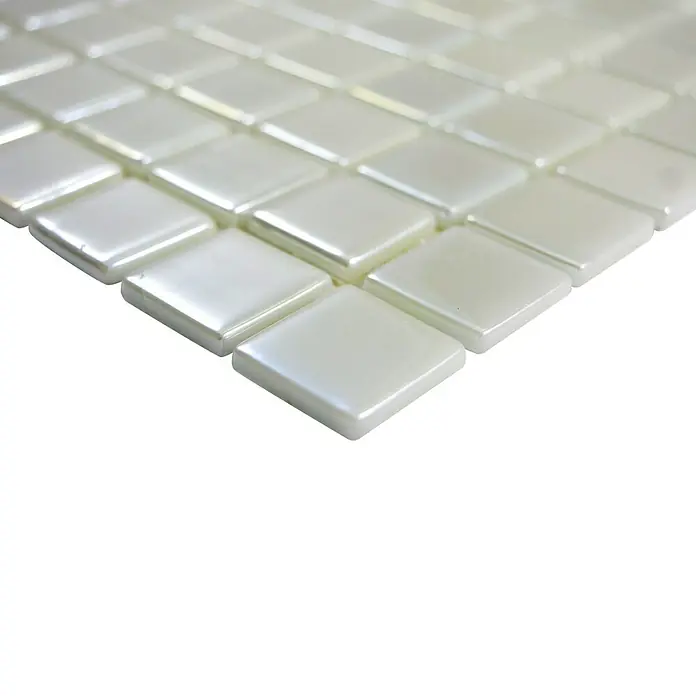 Mosaikfliese Quadrat Eco Uni SANDY 02 - 31,5 x 31,5 cm, Weiß, Glänzend - Detailaufnahme