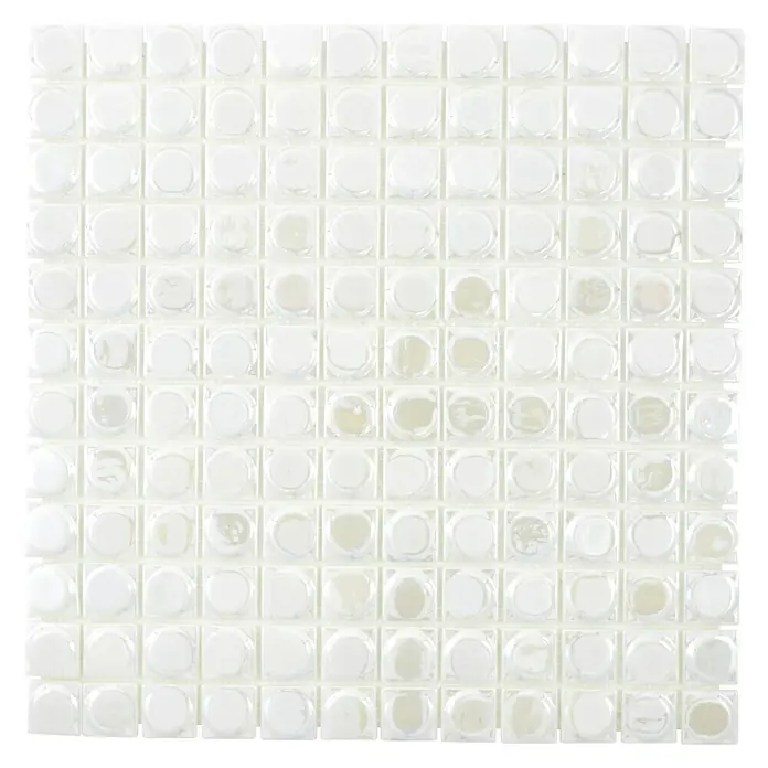 Mosaikfliese Quadrat Eco Uni SANDY 12 - 31,5 x 31,5 cm, Weiß, Glänzend - Ansicht von oben