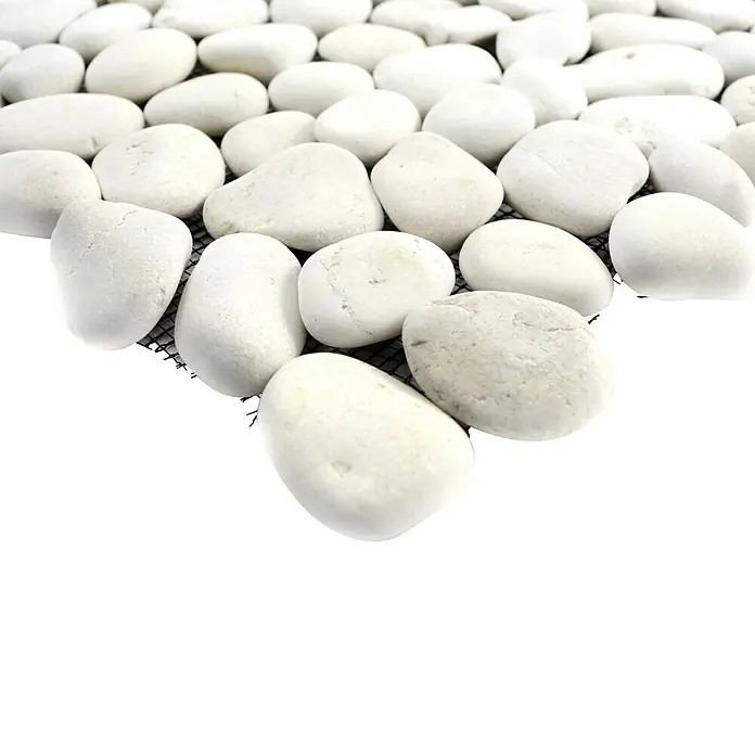 Mosaikfliese Kiesel XKF 006M - 30,5 x 30,5 cm, Weiß, Matt - Detailaufnahme
