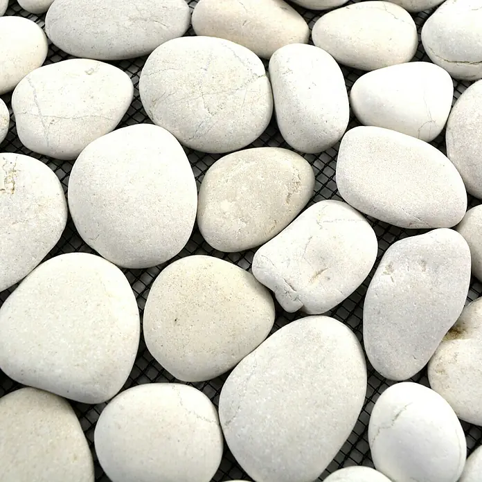 Mosaikfliese Kiesel XKF 006M - 30,5 x 30,5 cm, Weiß, Matt - Detailaufnahme