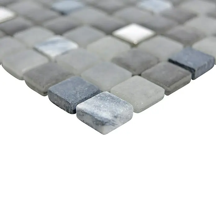 Mosaikfliese Quadrat Crystal Mix LOPE 34AN - 30 x 30 cm, Schwarz, Glänzend - Detailaufnahme