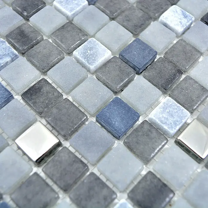 Mosaikfliese Quadrat Crystal Mix LOPE 34AN - 30 x 30 cm, Schwarz, Glänzend - Detailaufnahme