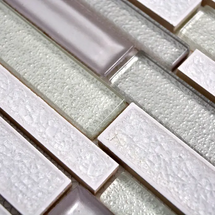 Mosaikfliese Verbund Crystal Mix ICE MV31 - 30 x 30 cm, Weiß, Glänzend - Detailaufnahme