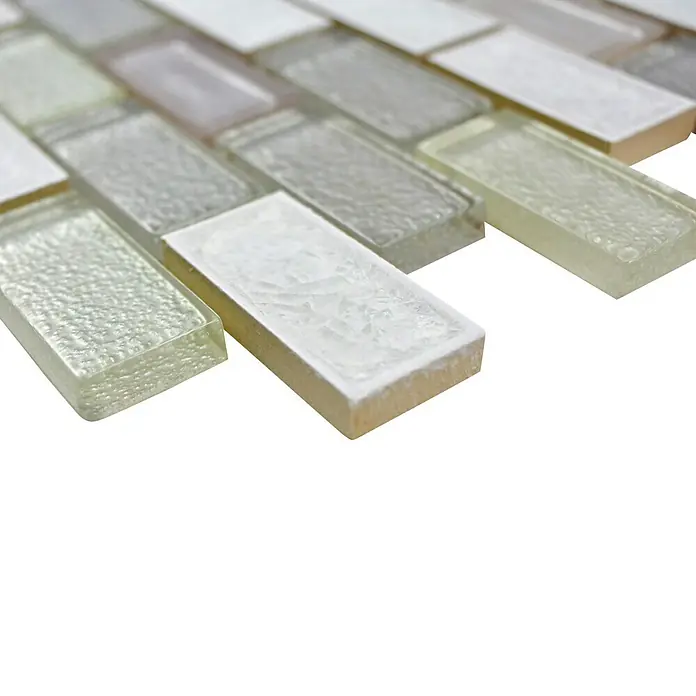 Mosaikfliese Crystal Mix ICE BR11 - 30 x 30 cm, Weiß, Glänzend - Detailaufnahme