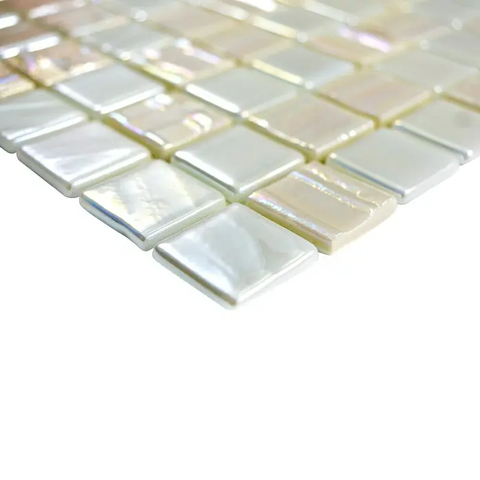 Mosaikfliese Quadrat Eco Mix JULIA 11 - 31,5 x 31,5 cm, Weiß, Glänzend - Detailaufnahme