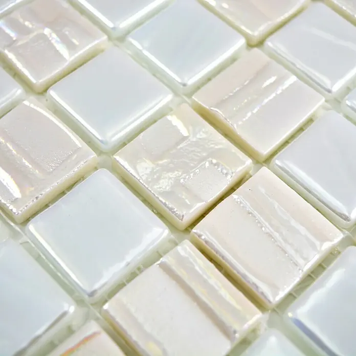 Mosaikfliese Quadrat Eco Mix JULIA 11 - 31,5 x 31,5 cm, Weiß, Glänzend - Detailaufnahme