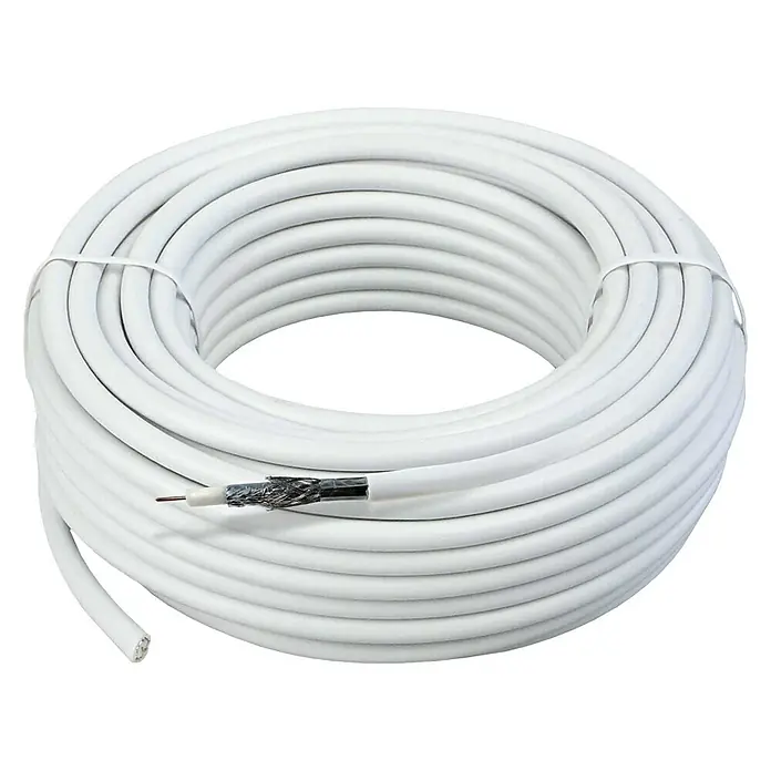 Schwaiger Koaksijalni kabel - 40 m, Bijele boje, 110 dB, Promjer: 7 mm - Pogled sprijeda