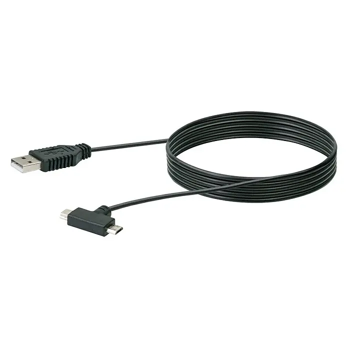 Schwaiger USB kabel - 1 m, USB A utikač, USB micro B utikač, USB mini B utikač - Pogled sprijeda