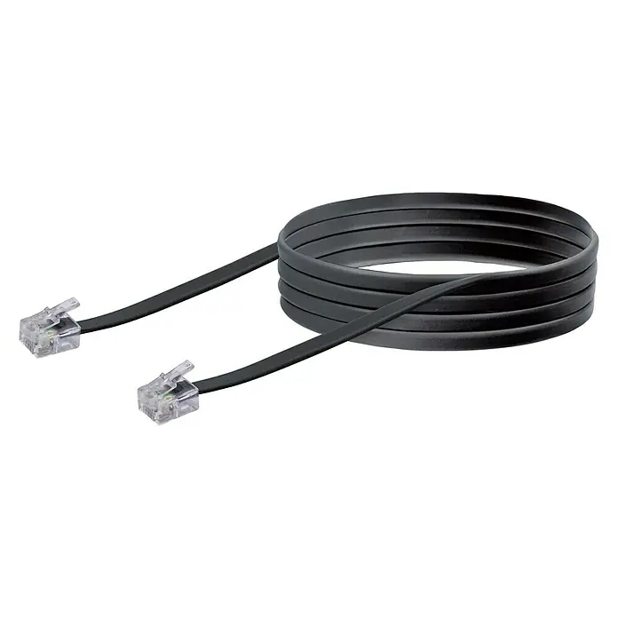 Schwaiger Telefonkabel - 6 m, Schwarz, RJ11-Stecker - Vorderansicht