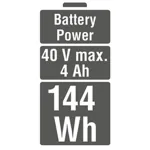 Battery Power, 40 V max., 4 Ah, 144 Wh