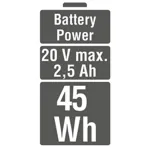 Battery Power, 20 V max., 2,5 Ah, 45 Wh