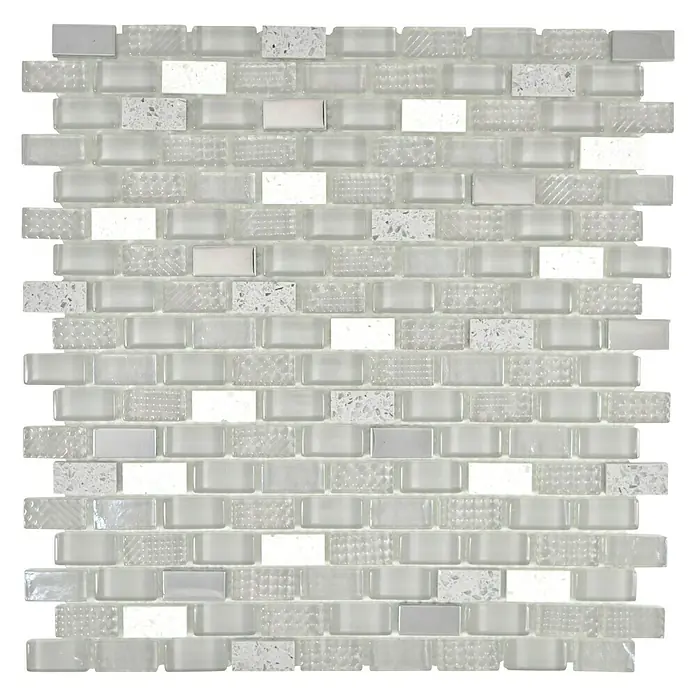 Mosaikfliese Brick Crystal Mix XCM B142 - 30 x 28,5 cm, Grau, Glänzend - Ansicht von oben
