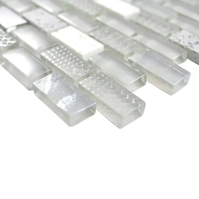 Mosaikfliese Brick Crystal Mix XCM B142 - 30 x 28,5 cm, Grau, Glänzend