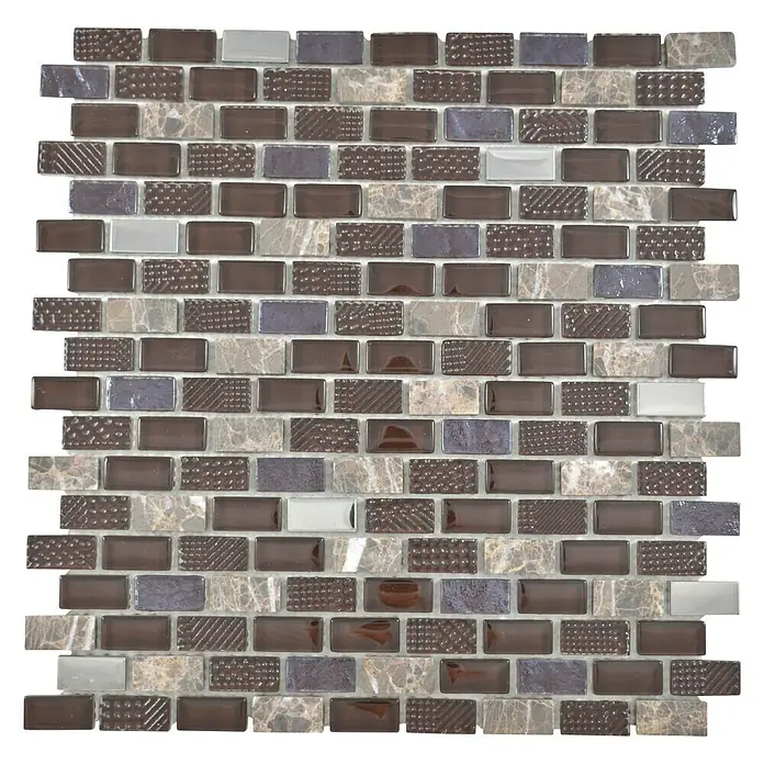 Mosaikfliese Brick Crystal Mix XCM B156 - 30 x 28,5 cm, Braun, Glänzend - Ansicht von oben