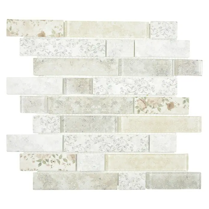 Mosaikfliese Brick Crystal Mix XCM BRV95 - 30 x 30 cm, Rose gemischt, Matt - Ansicht von oben