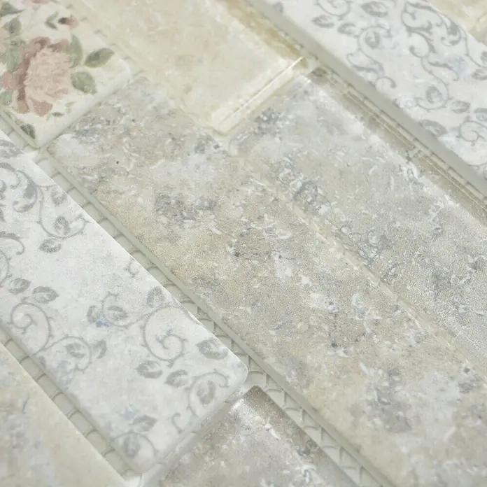 Mosaikfliese Brick Crystal Mix XCM BRV95 - 30 x 30 cm, Rose gemischt, Matt