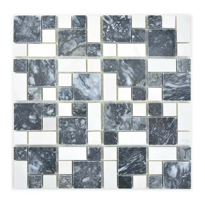 Mosaikfliese Mix XNM MC729 - 30,5 x 30,5 cm, Schwarz/Weiß, Glänzend - Ansicht von oben