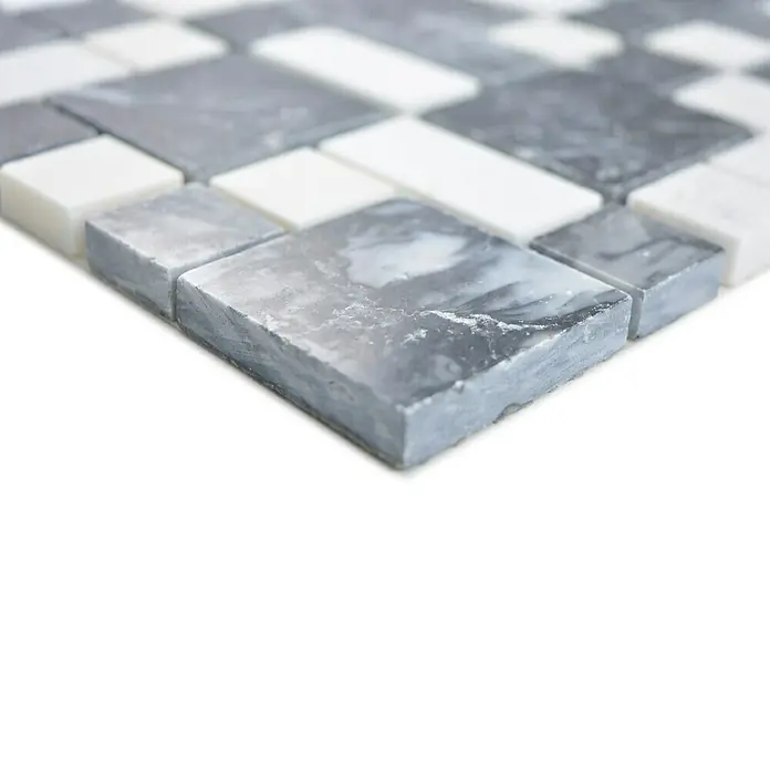 Mosaikfliese Mix XNM MC729 - 30,5 x 30,5 cm, Schwarz/Weiß, Glänzend