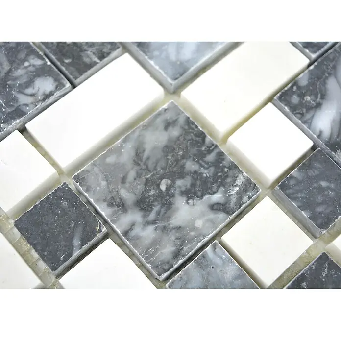 Mosaikfliese Mix XNM MC729 - 30,5 x 30,5 cm, Schwarz/Weiß, Glänzend
