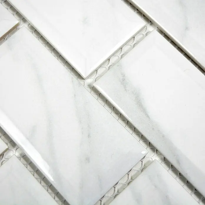 Mosaikfliese Metro Uni Calacatta CG MCT - 29,55 x 29,1 cm, Weiß, Glänzend