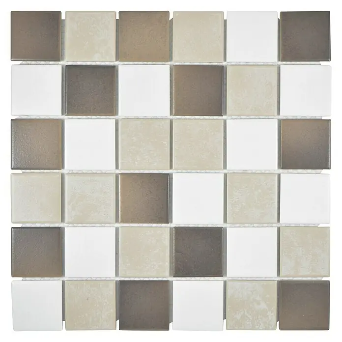 Mosaikfliese Quadrat Mix CD 218 - 30,6 x 30,6 cm, Braun/Weiß, Matt - Ansicht von oben