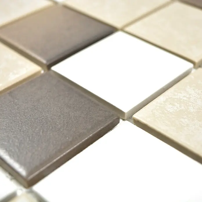 Mosaikfliese Quadrat Mix CD 218 - 30,6 x 30,6 cm, Braun/Weiß, Matt