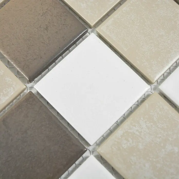 Mosaikfliese Quadrat Mix CD 218 - 30,6 x 30,6 cm, Braun/Weiß, Matt