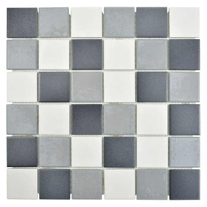 Mosaikfliese Quadrat Mix CD 216 - 30,6 x 30,6 cm, Grau/Schwarz, Matt - Ansicht von oben