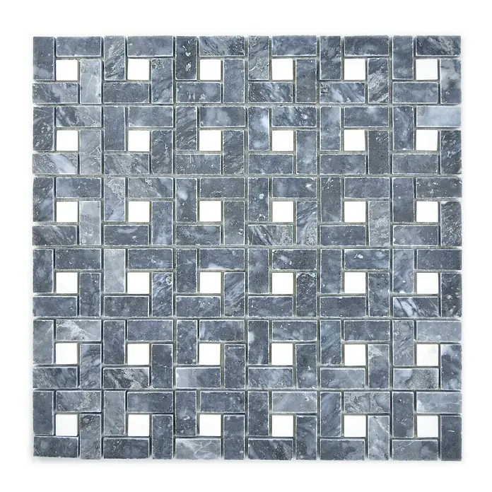Mosaikfliese Mix XNM BS19 - 30,5 x 30,5 cm, Schwarz/Weiß, Glänzend - Ansicht von oben