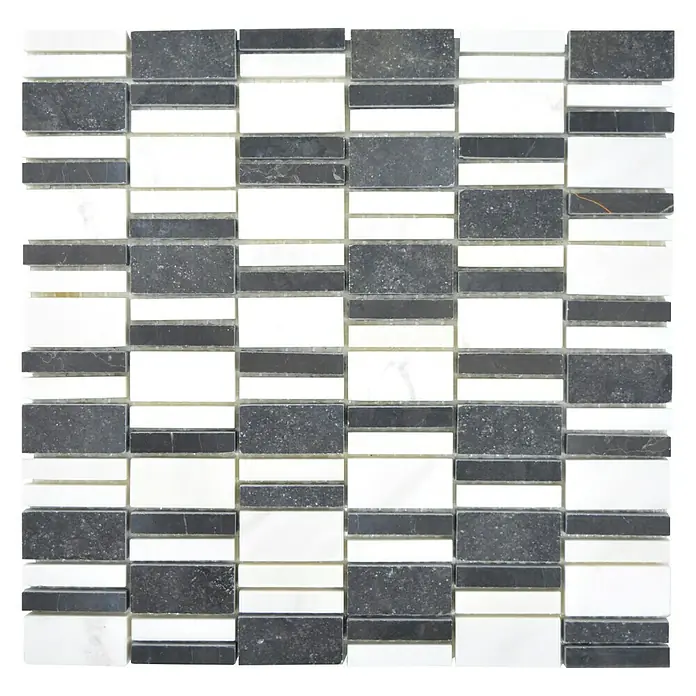 Mosaikfliese Rechteck XNM BC429 - 30 x 30 cm, Schwarz/Weiß, Glänzend - Ansicht von oben