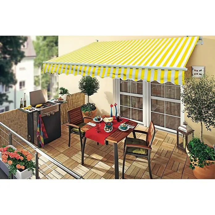 Sunfun Gelenkarmmarkise - Gelb/Weiß, Breite: 3 m, Ausfall: 2 m