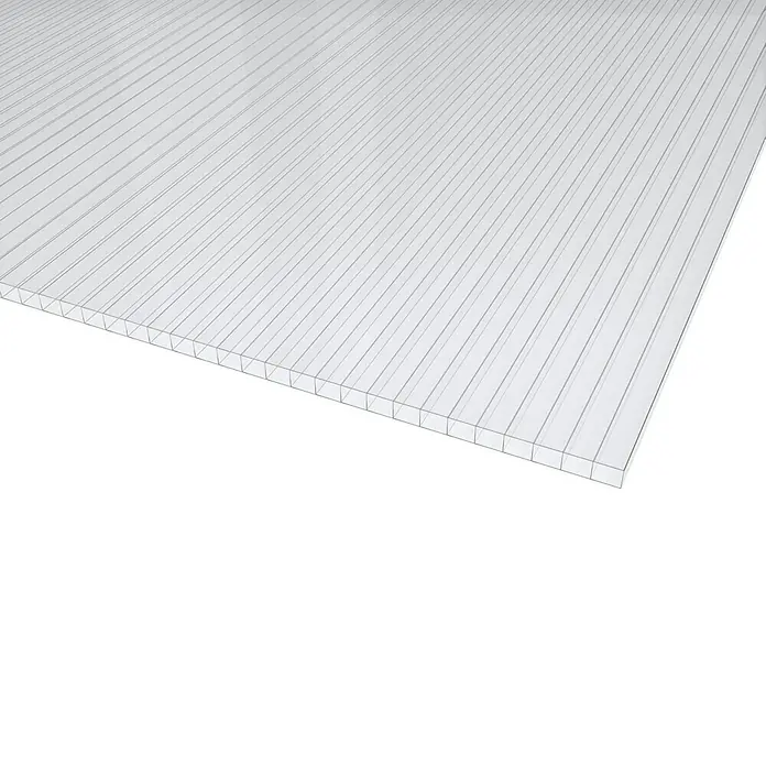 Hohlkammerplatte - 200 cm x 98 cm x 6 mm, Polycarbonat, Transparent - Vorderansicht