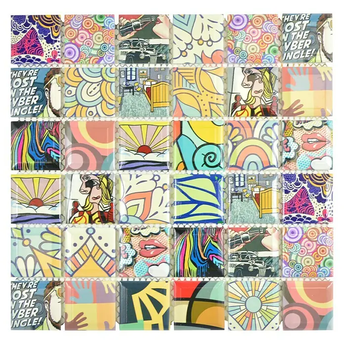 Mosaikfliese Quadrat Mix CG POP - 29,1 x 29,1 cm, Mehrfarbig, Glänzend