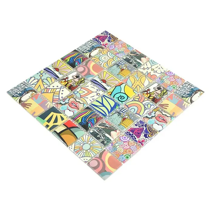 Mosaikfliese Quadrat Mix CG POP - 29,1 x 29,1 cm, Mehrfarbig, Glänzend