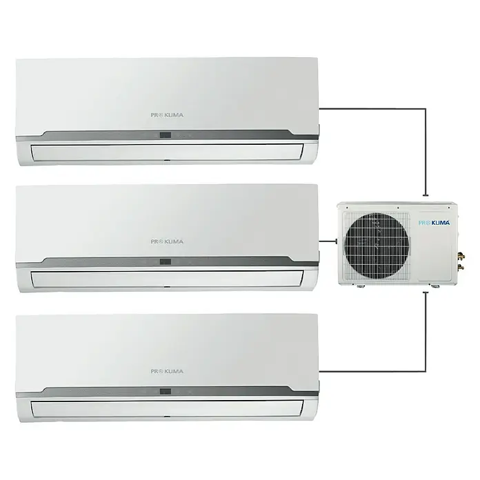 PR Klima Aire acondicionado Inverter 3x1 PRO-24DH - Potencia frigorífica máx. por unidad en BTU/h: 11.936 BTU/h, Potencia calorífica máx. por equipo en BTU/h: 12.960 BTU/h, Específico para: Espacios hasta 20 m² y 25 m²