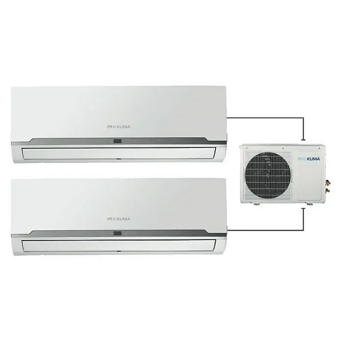 PR Klima Aire acondicionado Inverter 2x1 PRO-16 DH - Potencia frigorífica máx. por unidad en BTU/h: 11.936 BTU/h, Potencia calorífica máx. por equipo en BTU/h: 12.960 BTU/h, Específico para: Espacios hasta 20 m² y 25 m²